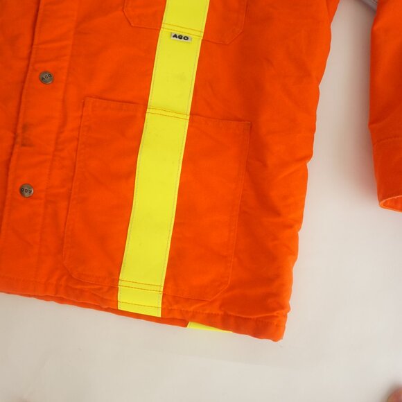 AGO Flame Resistant Endura Ultra Soft Orange Canvas Reflective Button Up Jacket - Picture 6 of 15